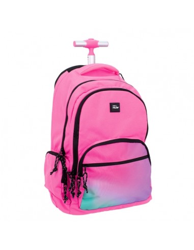 Milan Sunset Mochila Escolar 25L con Carro Integrado y Mango Metalico Retractil - 3 Bolsillos Delanteros - 2 Bolsillos