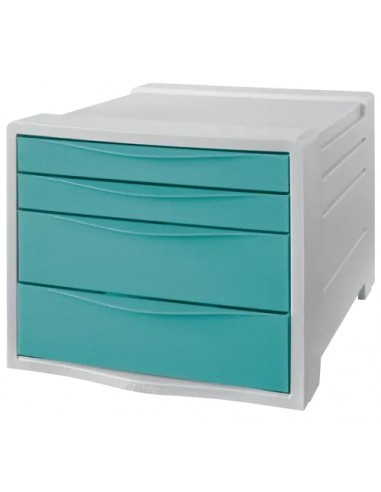 Esselte Colour'Breeze Buc de 4 Cajones - 2 Medidas de Cajon - Deslizamiento Suave - Base con Goma Antideslizante - Color