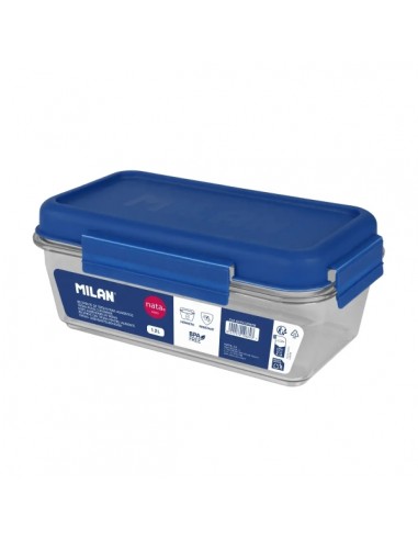 Milan Nata 624 Fiambrera de Tritan Hermetica Rectangular de 1.2L - Libre de BPA - Tapa Hermetica - Apto para Microondas