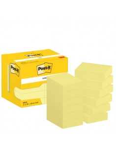 Post-It Pack de 12 Blocs de 100 Notas Adhesivas Reposicionables - Forma Rectangular - 38x51mm - Color Amarillo Claro