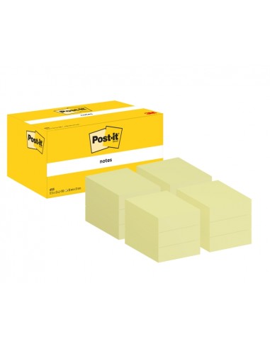 Post-It Pack de 12 Blocs de 100 Notas Adhesivas Reposicionables - Forma Rectangular - 38x51mm - Color Amarillo Claro