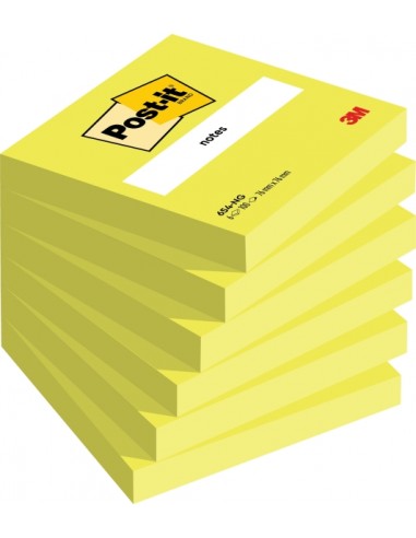 Post-It Pack de 6 Blocs de 100 Notas Adhesivas Reposicionables - Forma Cuadrada - 76x76mm - Color Verde