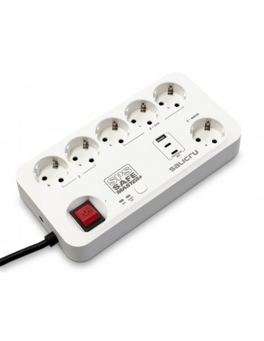 Salicru Regleta SPS SAFE MASTER-Protectores Electricos Activos de Ultima Generacion - 6 Tomas Schuko - 1xUSB-A-2xUSB-C -