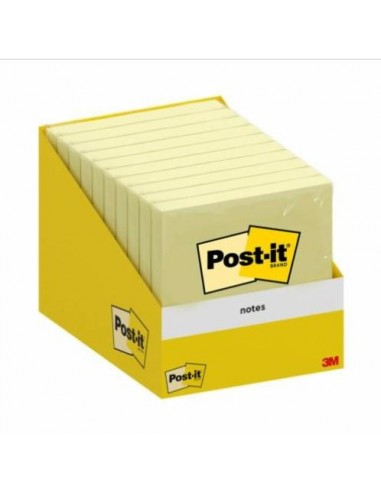 Post-It Pack de 10 Blocs de 100 Notas Adhesivas Reposicionables - Forma Cuadrada - 76x76mm - Color Amarillo Claro