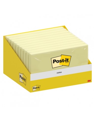Post-It Bloc de 100 Notas Adhesivas Reposicionables - 76x127mm - Paquete de Carton - 100-PEFC - Color Amarillo Claro