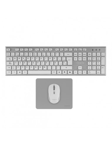 Tacens Zenith Combo Pack Inalabrico de Teclado Completo-Raton y Alfombrilla - Disposicion QWERTY ES - Teclas Silenciosas de