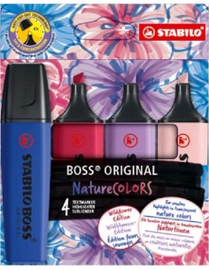 Stabilo Boss Naturecolors Wildflower Edition Pack de 4 Marcadores - Trazo entre 2 y 5mm - Tinta con Base de Agua - Colores