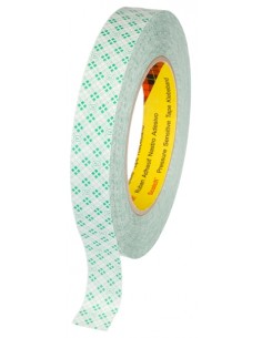 3M Cinta Adhesiva de Doble Cara 25mmx50m - Cinta de 260Âµm - Soporte de PVC de 38Âµm - Con Adhesivo 375 - Color Blanco