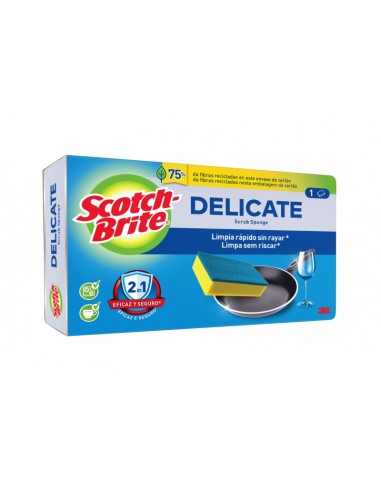 Scotch-Brite Delicate Estropajo de Cocina - No Raya - Color Amarillo