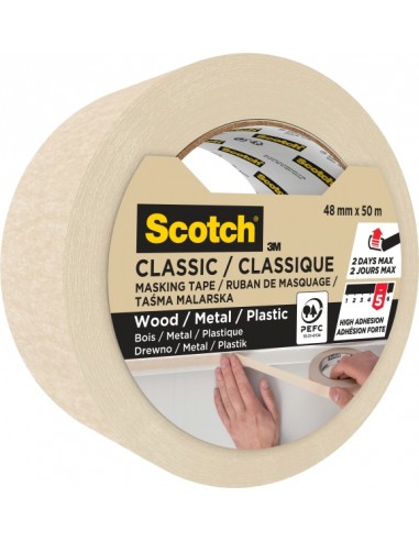 Scotch Classic Cinta de Pintor para Enmascarar 48mm x 50m - 70-PEFC - Color Beige