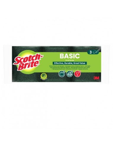 Scotch-Brite Pack de 3 Estropajos de Fibra Verde - Color Verde Oscuro
