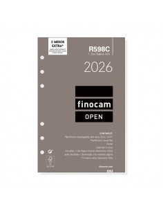 Finocam R598C Recambio Anual 2026 para Agendas Open 2026 en Catalan - Formato 500 - 117x16x181mm - 1 Dia por Pagina - Color