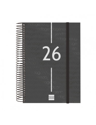 Finocam Year Agenda de Espiral - Anual 2026 - Tapa Ligera - Formato E10 - 175x29x212mm - 1 Dia por Pagina - Color Negro