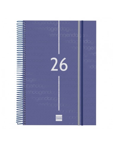 Finocam Year Agenda de Espiral - Anual 2026 - Tapa Ligera - Formato E40 - 230x29x297mm - 1 Dia por Pagina - Color Azul