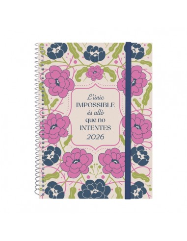 Finocam Design Collection Agenda de Espiral en Catalan - Anual 2026 - Tapa Ligera - Formato E10 - 162x14x212mm - Semana Vista