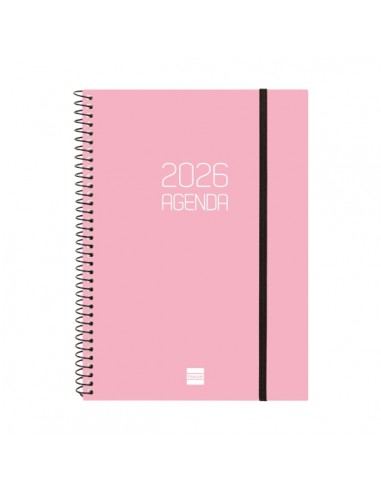 Finocam Opaque Agenda de Espiral en Catalan - Anual 2026 - Tapa Ligera - Cierre con Goma Elastica - Formato E10 -