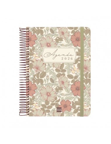 Finocam Cloe Agenda de Espiral - Anual 2026 - Planificador - Cierre de Goma - Formato E10 - 175x28x214mm - 1 Dia por Pagina -
