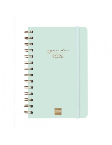 Finocam Alma Agenda en Catalan - Anual 2026 - con Espiral - Formato E5 - 131x19x190mm - Semana Vista Horizontal - Color Menta