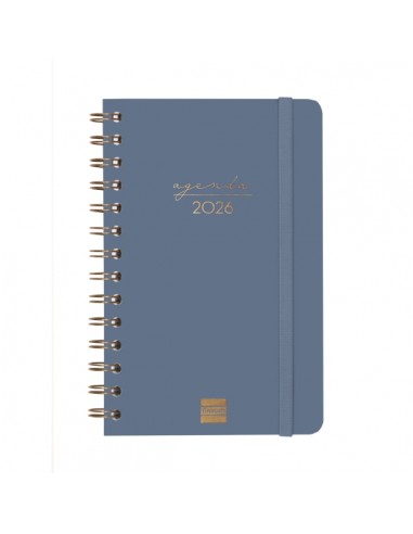 Finocam Alma Agenda en Catalan - Anual 2026 - con Espiral - Formato E5 - 131x19x190mm - Semana Vista Horizontal - Color Azul