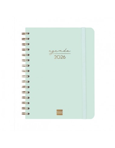 Finocam Alma Agenda en Catalan - Anual 2026 - con Espiral - Formato E10 - 172x19x220mm - Semana Vista Horizontal - Color Menta
