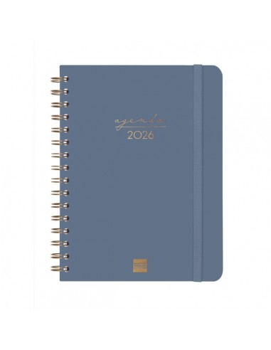 Finocam Alma Agenda en Catalan - Anual 2026 - con Espiral - Formato E10 - 172x19x220mm - Semana Vista Horizontal - Color Azul