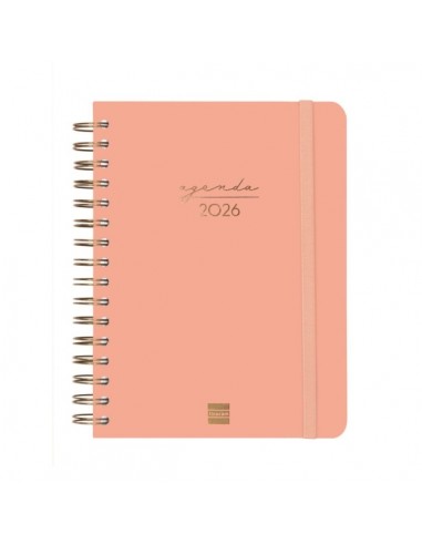 Finocam Alma Agenda - Anual 2026 - con Espiral - Formato E10 - 180x30x220mm - 1 Dia por Pagina - Color Coral