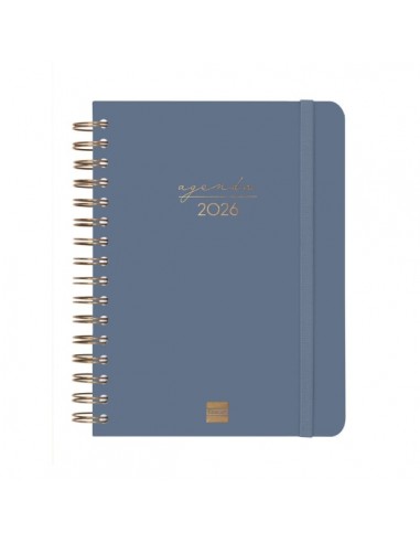 Finocam Alma Agenda en Catalan - Anual 2026 - con Espiral - Formato E10 - 180x30x220mm - 1 Dia por Pagina - Color Azul
