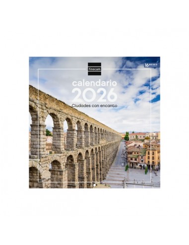 Finocam Calendario de Pared - Anual 2026 - Imagenes Variadas - 300x300mm - Espacio para Escribir - Tematica de Ciudades y