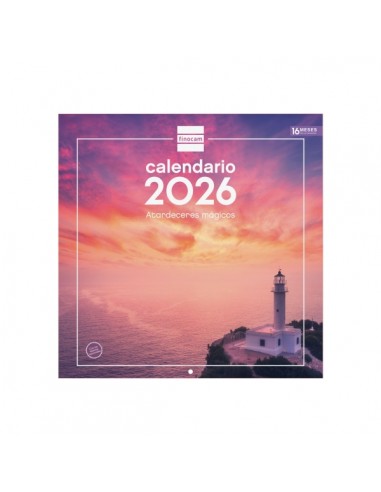 Finocam Calendario de Pared - Anual 2026 - Imagenes Variadas - 300x300mm - Espacio para Escribir - Tematica de Atardeceres