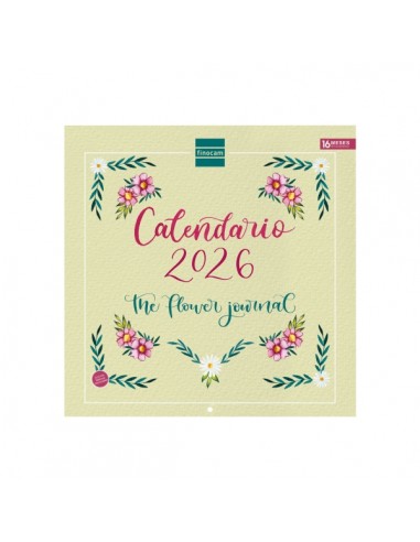 Finocam Calendario de Pared - Anual 2026 - Imagenes Variadas - 300x300mm - Espacio para Escribir - Tematica de Flores