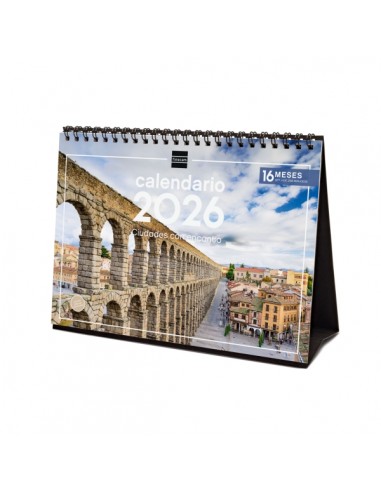 Finocam Calendario de Sobremesa - Anual 2026 - Imagenes Variadas - Espacio para Escribir - Tematica de Ciudades y Pueblos