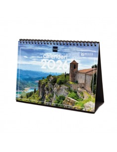 Finocam Calendario de Sobremesa en Catalan - Anual 2026 - Imagenes Variadas - Espacio para Escribir - Tematica de Ciudades y