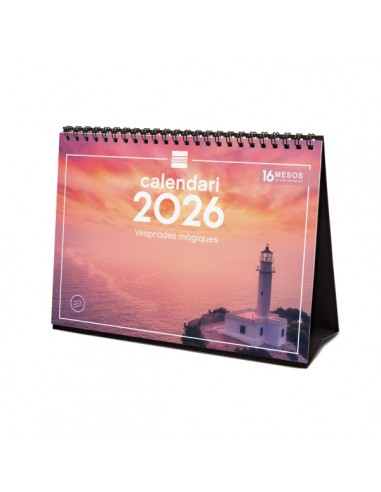 Finocam Calendario de Sobremesa en Catalan - Anual 2026 - Imagenes Variadas - Espacio para Escribir - Tematica de Atardeceres