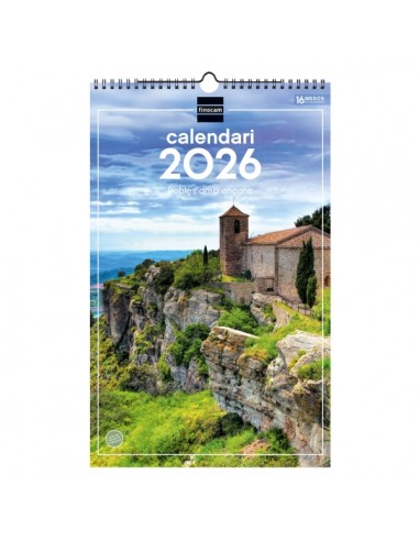 Finocam Calendario de Pared en Catalan - Anual 2026 - Imagenes Variadas - con Espiral - Espacio para Escribir - Tematica de