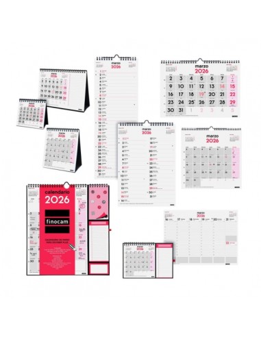 Finocam Pack de 70 Calendarios Neutros Surtidos - Anual 2026 - Color Surtidos