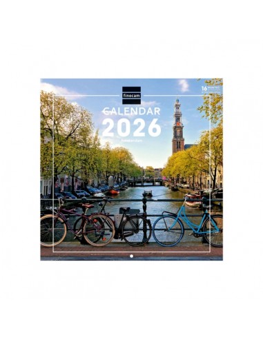 Finocam Calendario de Pared Internacional - Anual 2026 - Imagenes Variadas - 311x5x305mm - Tematica de Amsterdam
