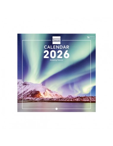 Finocam Calendario de Pared Internacional - Anual 2026 - Imagenes Variadas - 191x5x185mm - Tematica de Naturaleza