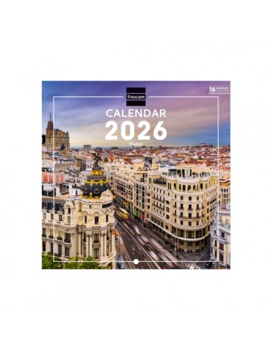 Finocam Calendario de Pared Internacional - Anual 2026 - Imagenes Variadas - 191x5x185mm - Tematica de Madrid