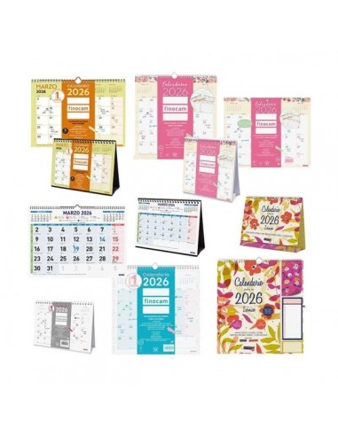 Finocam Trendy Pack de 44 Calendarios Surtidos - Anual 2026 - Color Surtidos