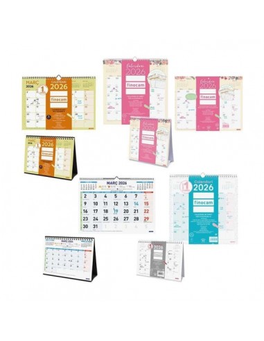 Finocam Trendy Pack de 38 Calendarios Surtidos en Catalan - Anual 2026 - Color Surtidos