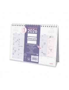 Finocam Chic Calendario de Sobremesa - Anual 2026 - 210x70x155mm - Espacio para Escribir - Color Morado