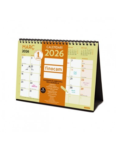 Finocam Grafik Calendario de Sobremesa en Catalan - Anual 2026 - 210x70x155mm - Espacio para Escribir - Color Surtidos