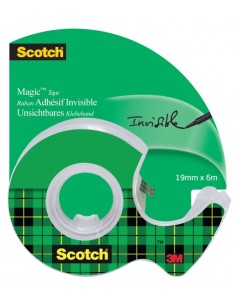 Scotch Magic Cinta Adhesiva Invisible 19mm x 6m - Incluye Dispensador - Color Transparente