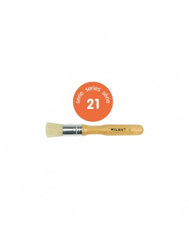 Milan 21 Pack de 3 Pinceles para Estarcido - Bolsa con Colgador - Pelo Corto - Mango Grueso - Color Madera Claro