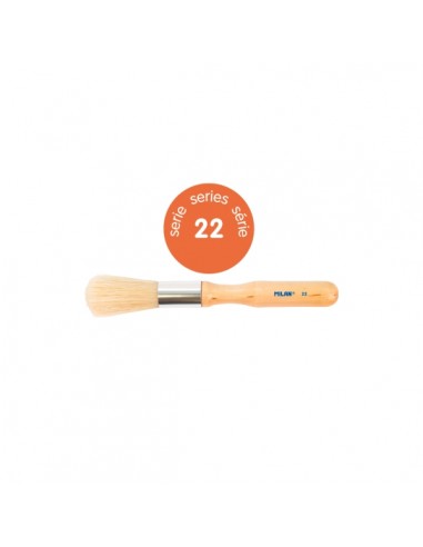 Milan 22 Pack de 3 Pinceles para Estarcido - Bolsa con Colgador - Pelo Largo - Mango Grueso - Color Madera Claro
