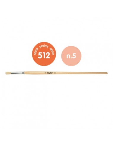 Milan 512 Pack de 6 Pinceles Redondos para Oleo Numero 5 - Bolsa con Colgador - Cerda Natural - Color Madera Claro