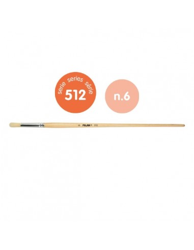 Milan 512 Pack de 6 Pinceles Redondos para Oleo Numero 6 - Bolsa con Colgador - Cerda Natural - Color Madera Claro