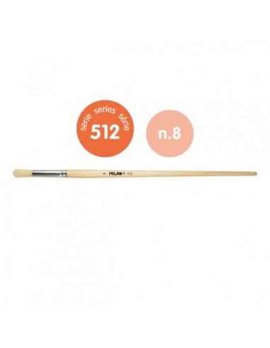 Milan 512 Pack de 6 Pinceles Redondos para Oleo Numero 8 - Bolsa con Colgador - Cerda Natural - Color Madera Claro