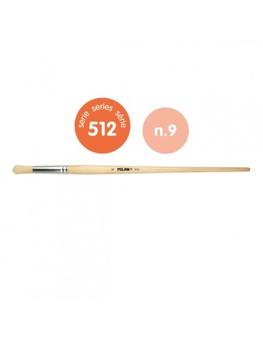 Milan 512 Pack de 6 Pinceles Redondos para Oleo Numero 9 - Bolsa con Colgador - Cerda Natural - Color Madera Claro