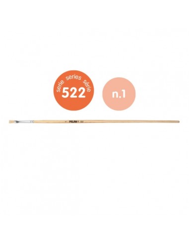 Milan 522 Pack de 6 Pinceles Planos para Oleo Numero 1 - Bolsa con Colgador - Cerda Natural - Color Madera Claro